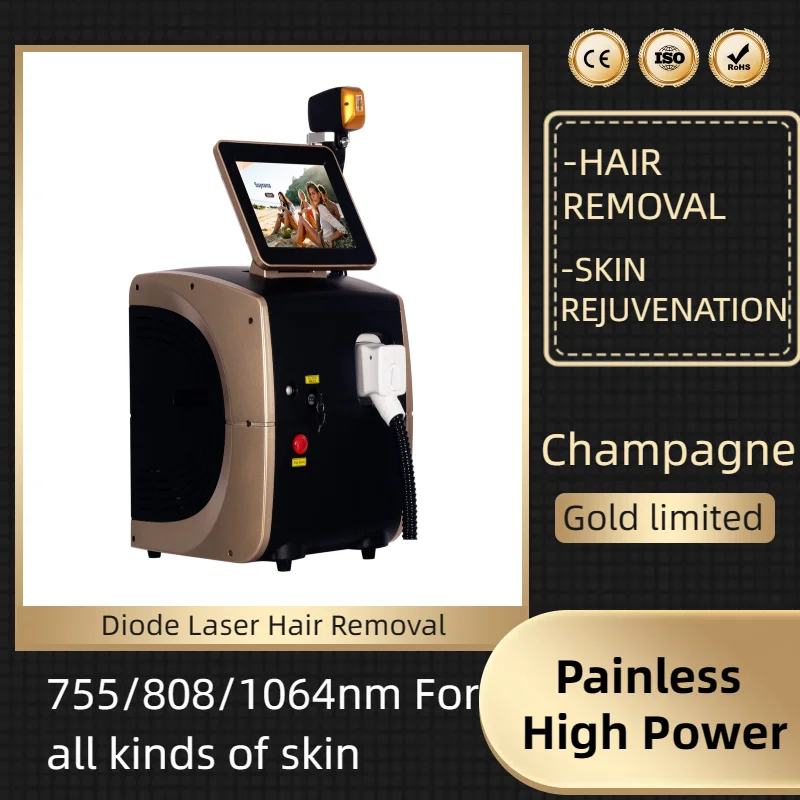 

Portable Ice Platinum 808nm Diode Laser Hair Removal Machine 755 808 1064nm Painless permanent Hair Epilation