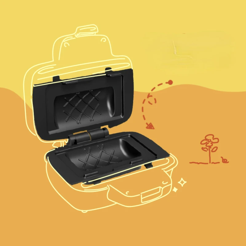 Máquina de desayuno estilo bolsa pequeña Retro japonesa, máquina de sándwich pequeña con mango anticalor para el hogar, Mini bandeja para hornear totalmente metálica, tostadora