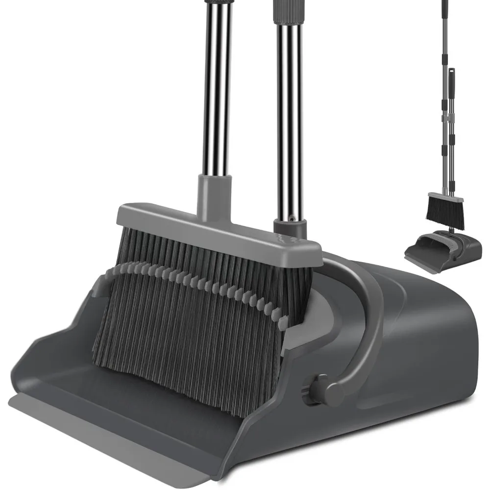 

Broom and Dustpan Set for Home, Office, Indoor&Outdoor Sweeping, Stand Up Broom and Dustpan