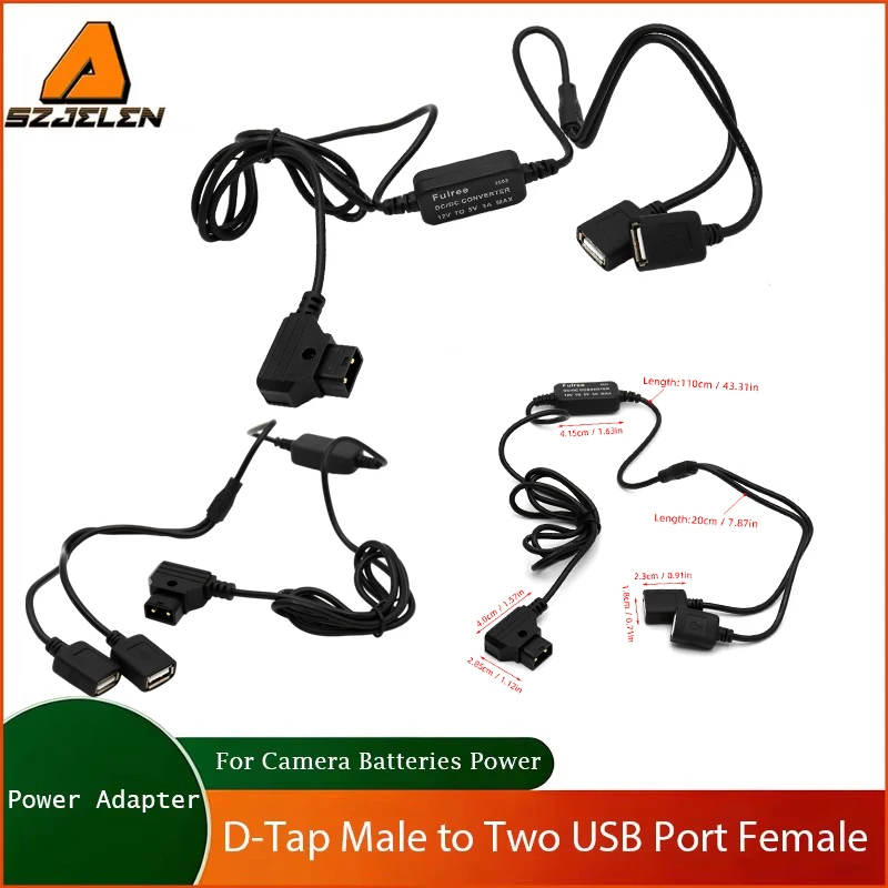 

Hot Sale D-Tap Male to Two USB Port Female USB 5V 2A DC Power Adapter