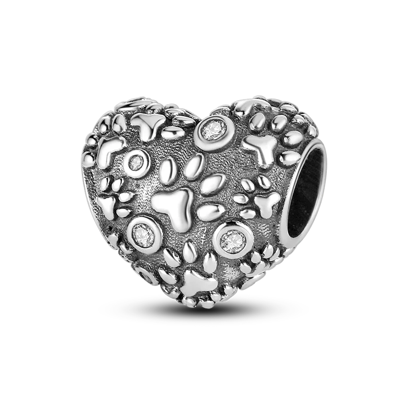 925 Sterling Silver Heart Circular Animal Beads fit Original Pandora Charm Bracelet Women DIY Fashion Silver 925 Jewelry Making