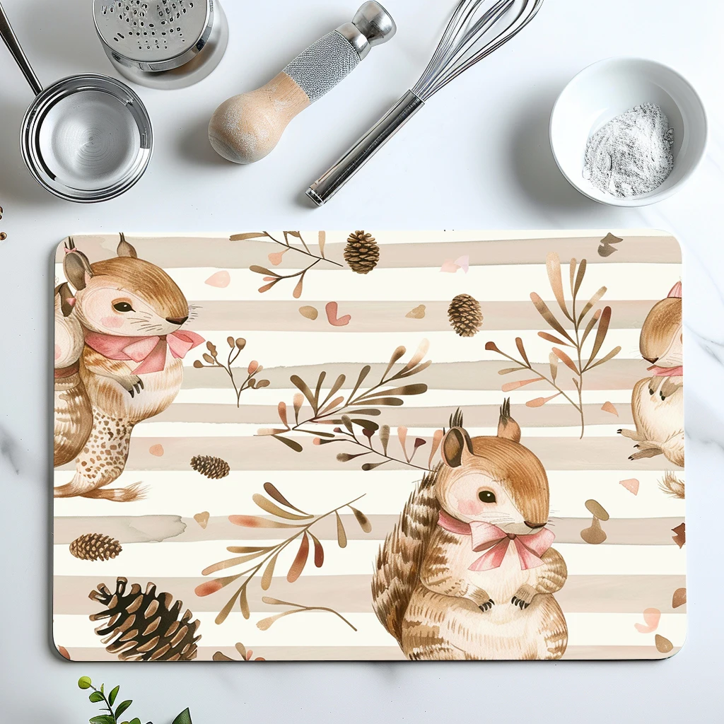 Absorbent Coffee Mat Dish Draining Mat Squirrel Pine Kitchen Drying Mat Quick Dry Bathroom Drain Pad Kitchen Faucet Placemat