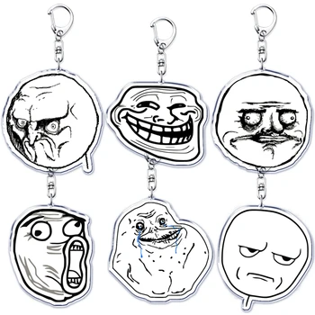 Zabawny brelok TrollFace do torby na akcesoria NoMeGusta Rage Face ForeverAlone Breloczek do kluczy Biżuteria Prezenty dla fanów