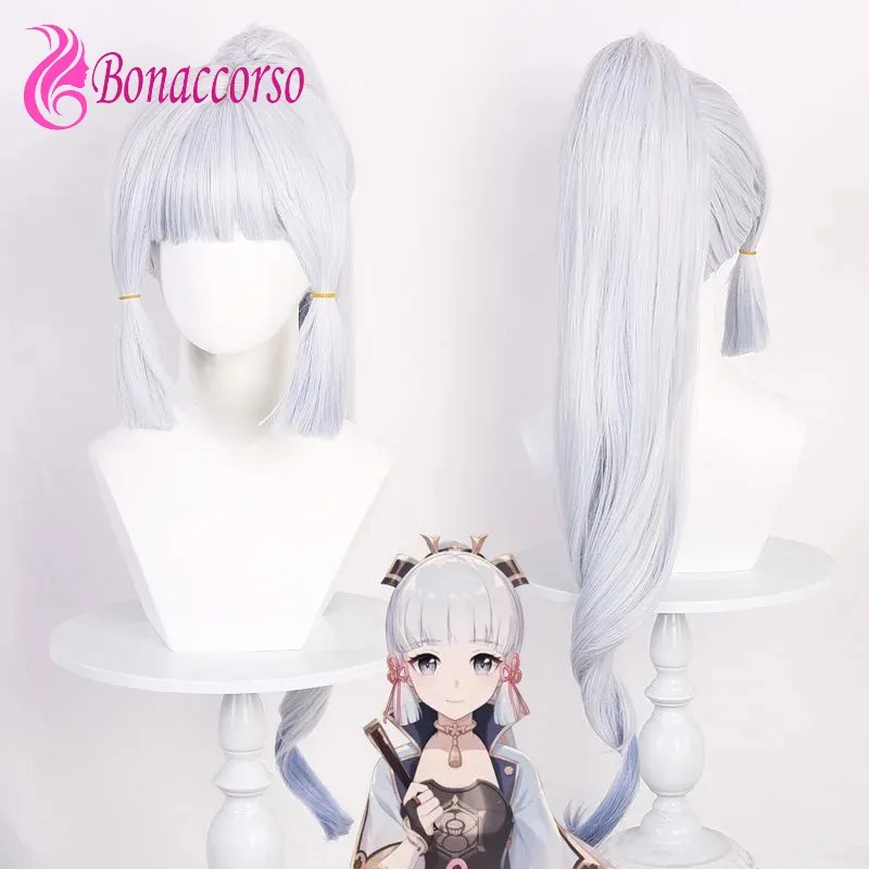 ABC123 Косплей Камисато Аяка Синтетический Длинный Прямой Аниме Coser Милая Девушка Парик Из Термостойкого Волокна Высокий Qux;3,f'6,h.7;j