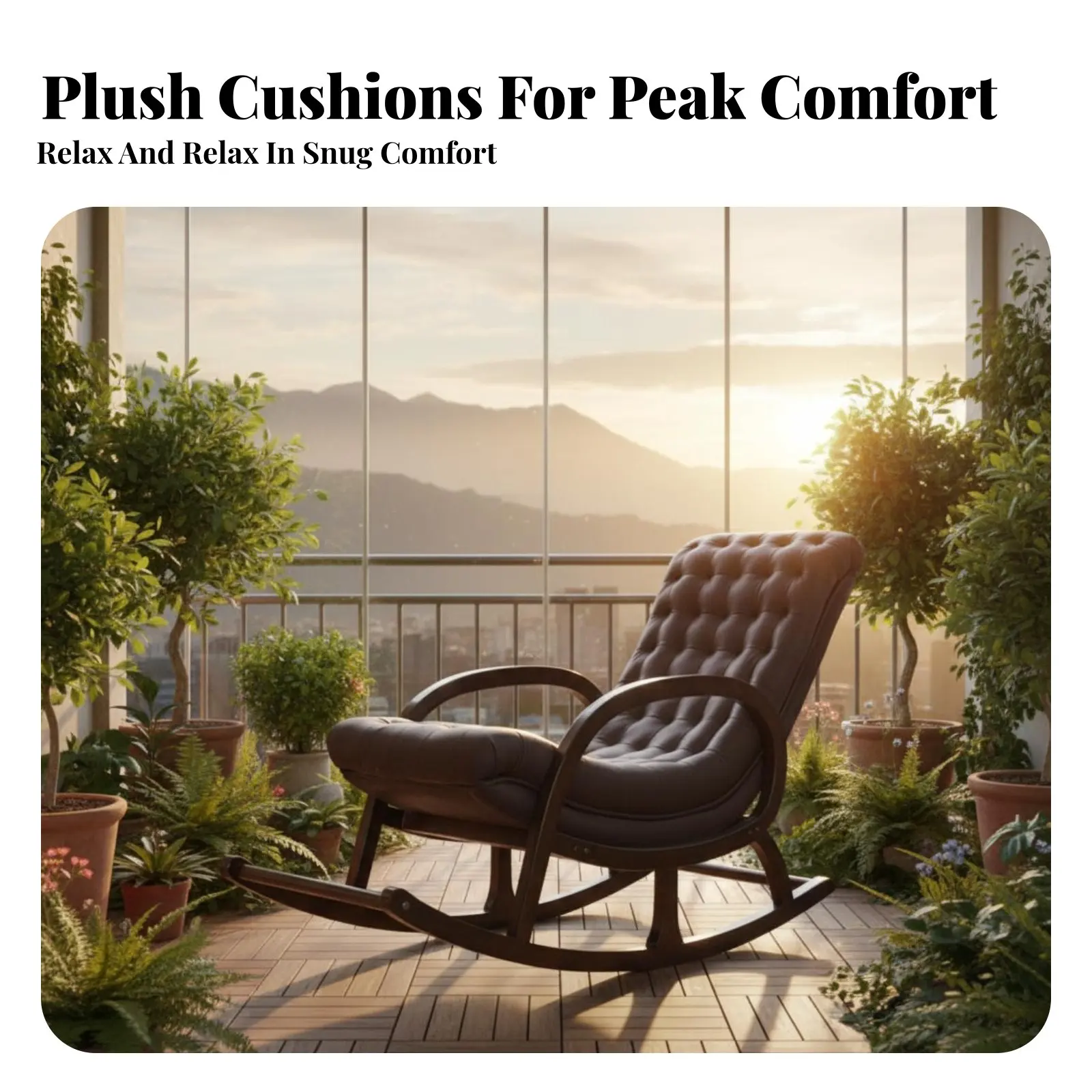 

Современное кресло-качалка с обивкой, прочная рама, эргономичная поддержка для взрослых, для гостиной, балкона, спальни