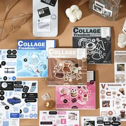 Journamm 20Sheets Cartoon Collage Sticker Book DIY Scrapbooking Collage Junk Journal Vintage Decor Stationery Aesthetic Stickers