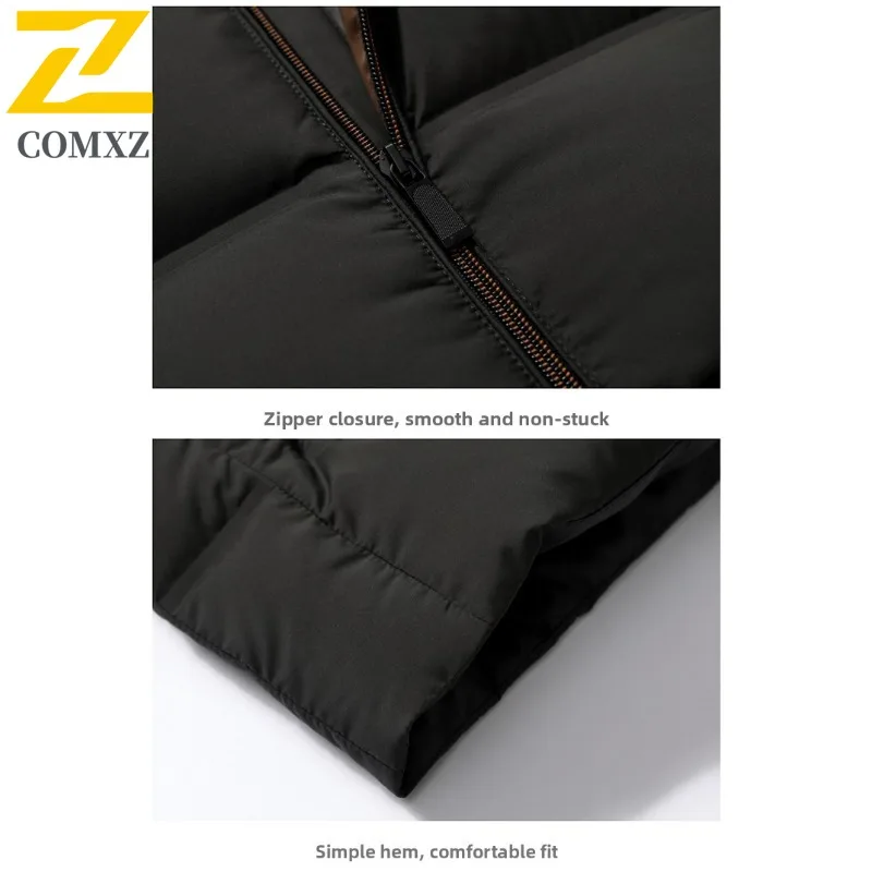 COMXZ Puffer Jacket Men Turndown Collar Classic Business Leisure Thickened Warm Parka Trendy Working Cold Protection Winter Coat