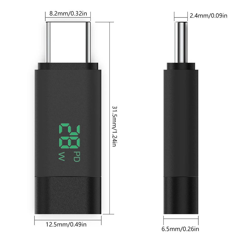 100W Power Digital Display Type C to Type C Adapter usb C Power Meter For USB to Type C Cable Type C to Type C Fast Charging