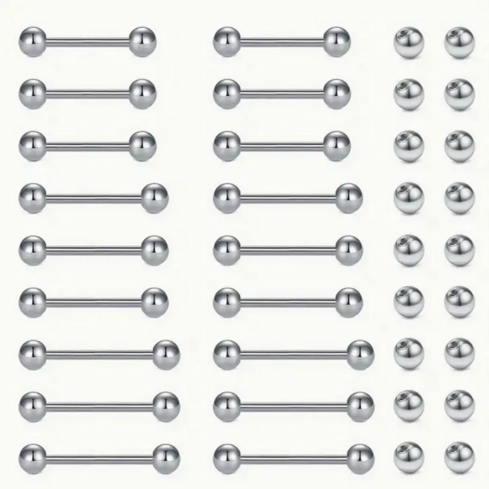1/36pcs Set Stainless Steel Body Piercing Jewelry Replacement Balls Includes Nipple Tongue Rings 14G 14/16/18mm Hypoallergenic