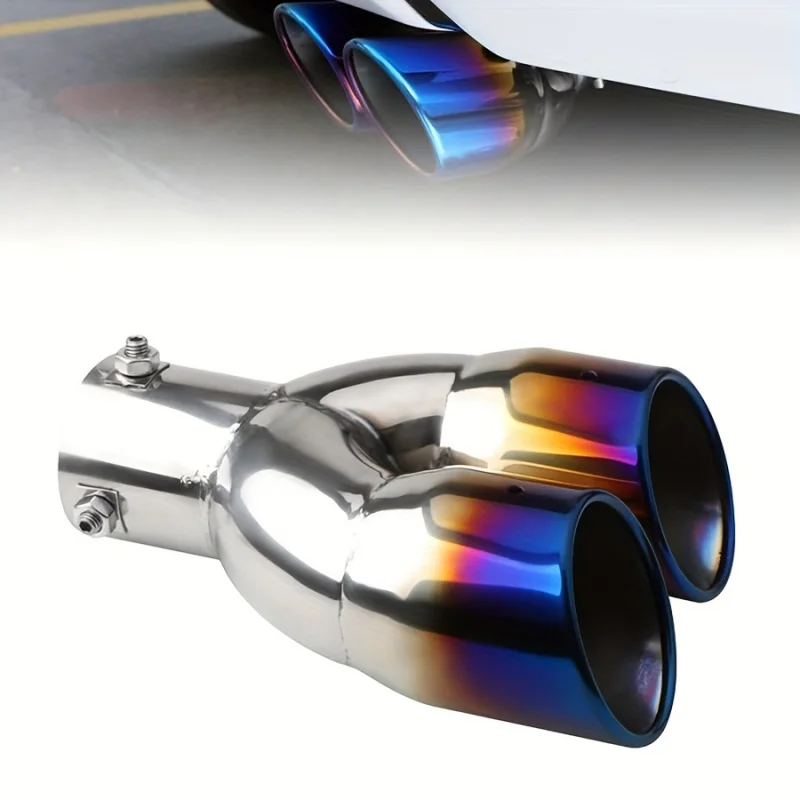 2.5 بوصة مدخل مزدوج العادم تلميح الفولاذ المقاوم للصدأ مصقول كاتم الصوت الذيل العالمي الترباس على المزدوج منفذ العادم أنبوب مستقيم