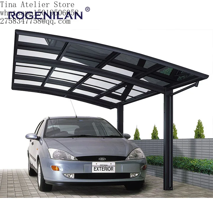 Sturdy Aluminum Structure Carport Outdoor Waterproof Carport Arched Roof Carport Fixed Roof Attached Shed Shelter