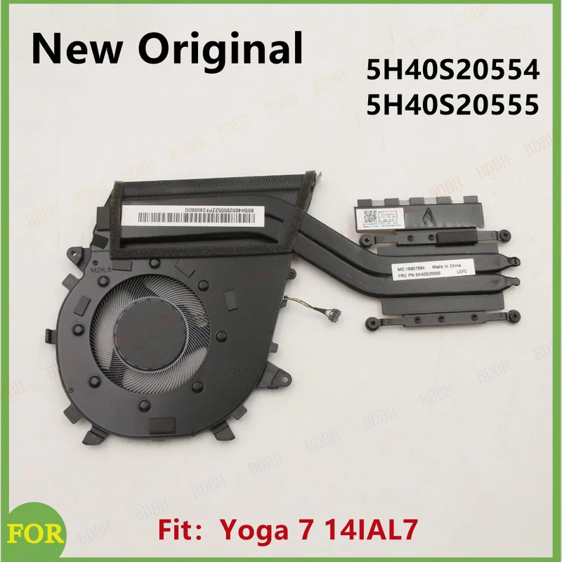 BDBHNew Original For Laptop Lenovo Yoga 7 14IAL7 CPU Cooling Fan Heatsink Radiator Cooler FRU PN：5H40S20554 5H40S20555