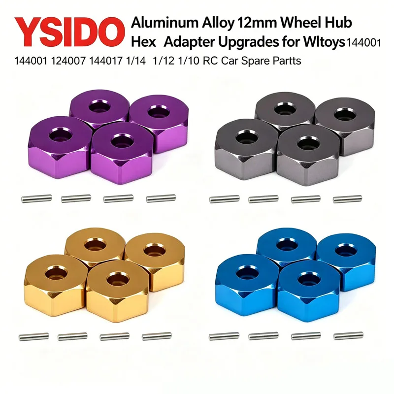 Ysido aluminium legierung 12mm radnabe hex adapter upgrades für wltoys 144001 124017 144010 1/14 1/12 1/10 rc auto ersatzteile