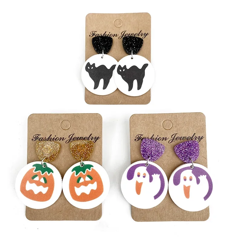 Halloween Sugar Cookie Earrings Fashion Cute Cartoon Pillsbury Cookies Acrylic Drop Earrings for Woman Girl Holiday Gifts