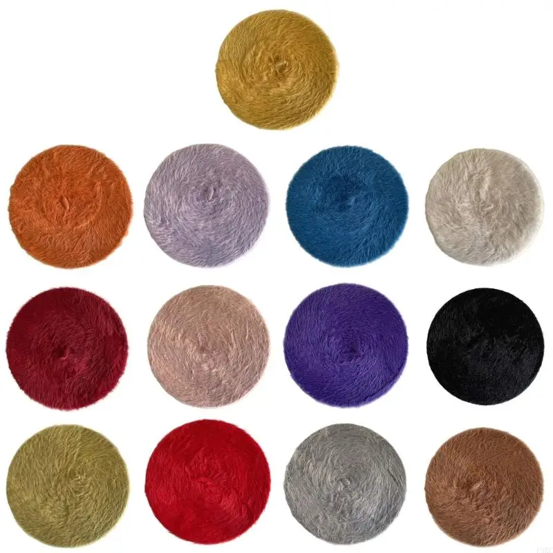 

F3KC Художественный берет, шапка для женщин и девочек, яркий цвет, мех кролика, теплая корейская дизайнерская шляпа художника