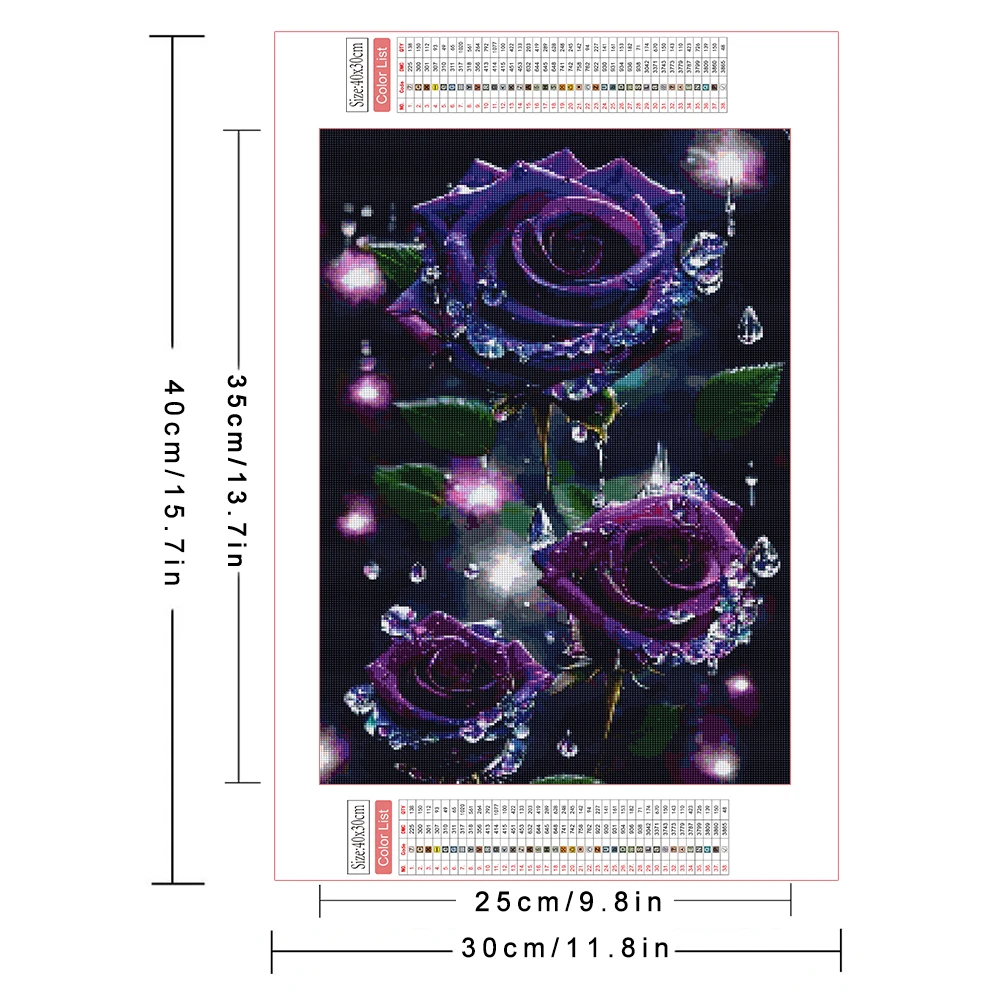 AZQSD Diamond Painting Rose Flower Cross Stitch Embroidery Floral Mosaic 30x40cm Full Square/Round Drill Picture Of Rhinestones