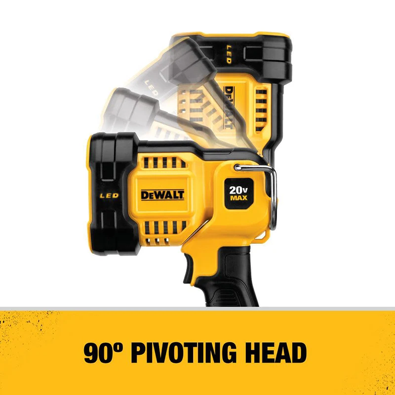 DEWALT DCL043 20V Cordless LED Spotlight Bulb High Brightness 90 Degree Pivoting Head Outdoor Jobsite Work Light Lighting Tool