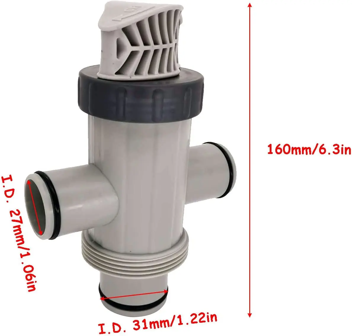 11872 Dual Split Hose Plunger Valve Hose Connector Compatible with Electric Manual Pool Pump and Above Ground Pool