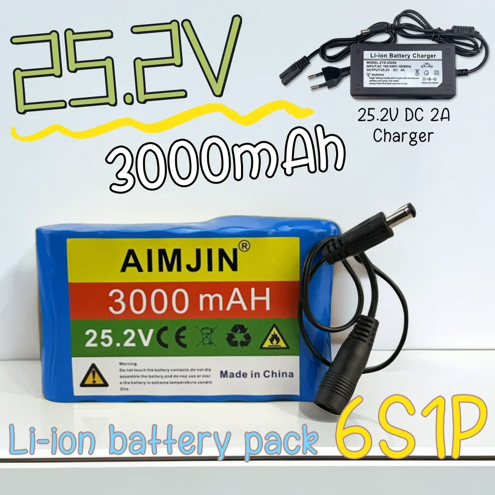 18650 6S1P Li-Ion Rechargeable Battery Pack 25.2V 3000mAh Suitable for Power Supply of Electric Toys, etc with BMS