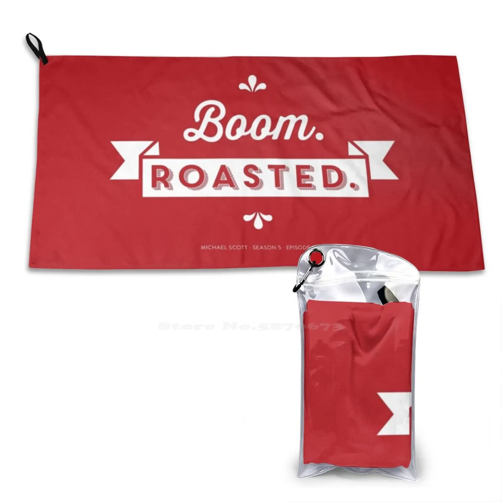 Dunder Mifflin The Office Michael Quote-Boom. Roasted. Soft Towel Quick Dry Beach Towel Boom Roasted The Office Jim Halpert