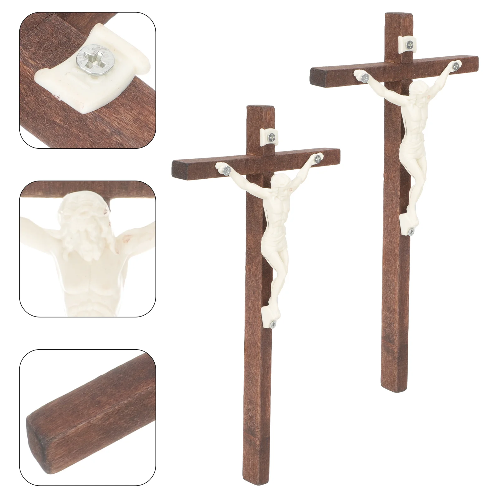 2 Pcs Cross Ornament Crucifix Wall Crosses Decor Hanging Catholic Cross Wooden Front Door