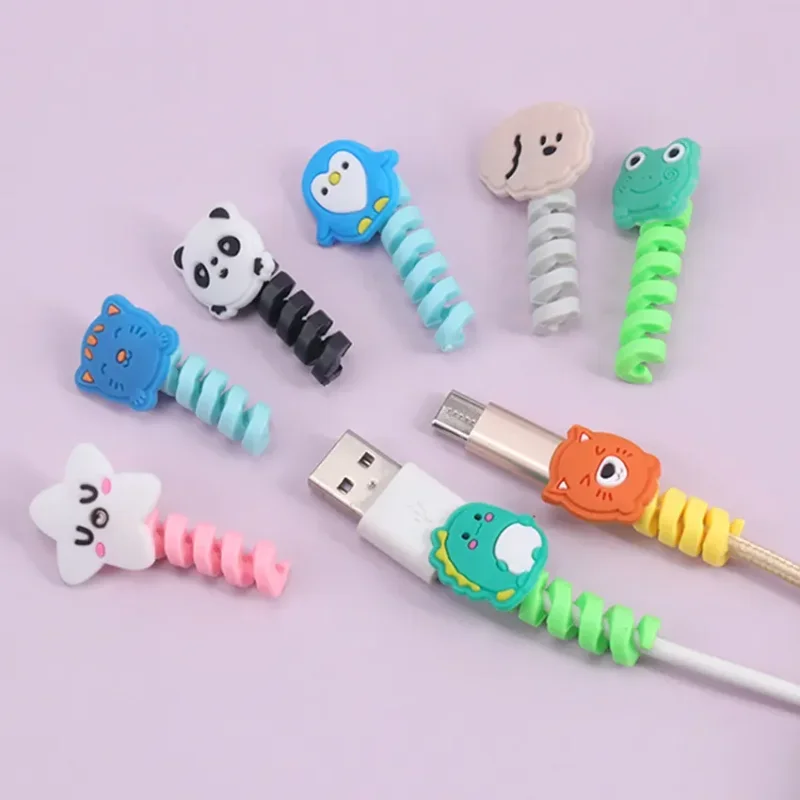 New Cable Protector Cute Cartoon Data Line Protective Cover Charging Cable Earphone Cable USB Winder Wire Cord Organizer Cover