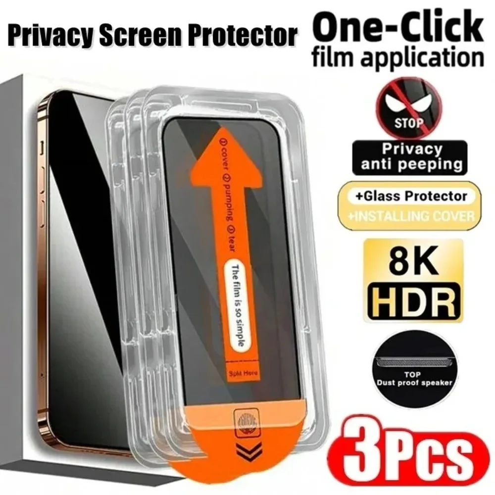 

3Pcs Privacy Protective Glass Screen Protector for iPhone 17 15 16 14 Pro Max 15 14 Plus 11 12 13 Pro XR XS Full Coverage Glass