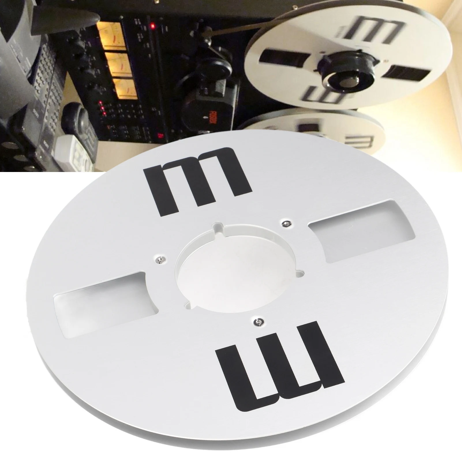 1/4 10,5 Zoll Sound Tape Aufwickelrolle 4 Löcher Edelstahlschrauben Offene Rolle Sound Tape Aufwickelrolle Silber für 1/4 Zoll Bänder