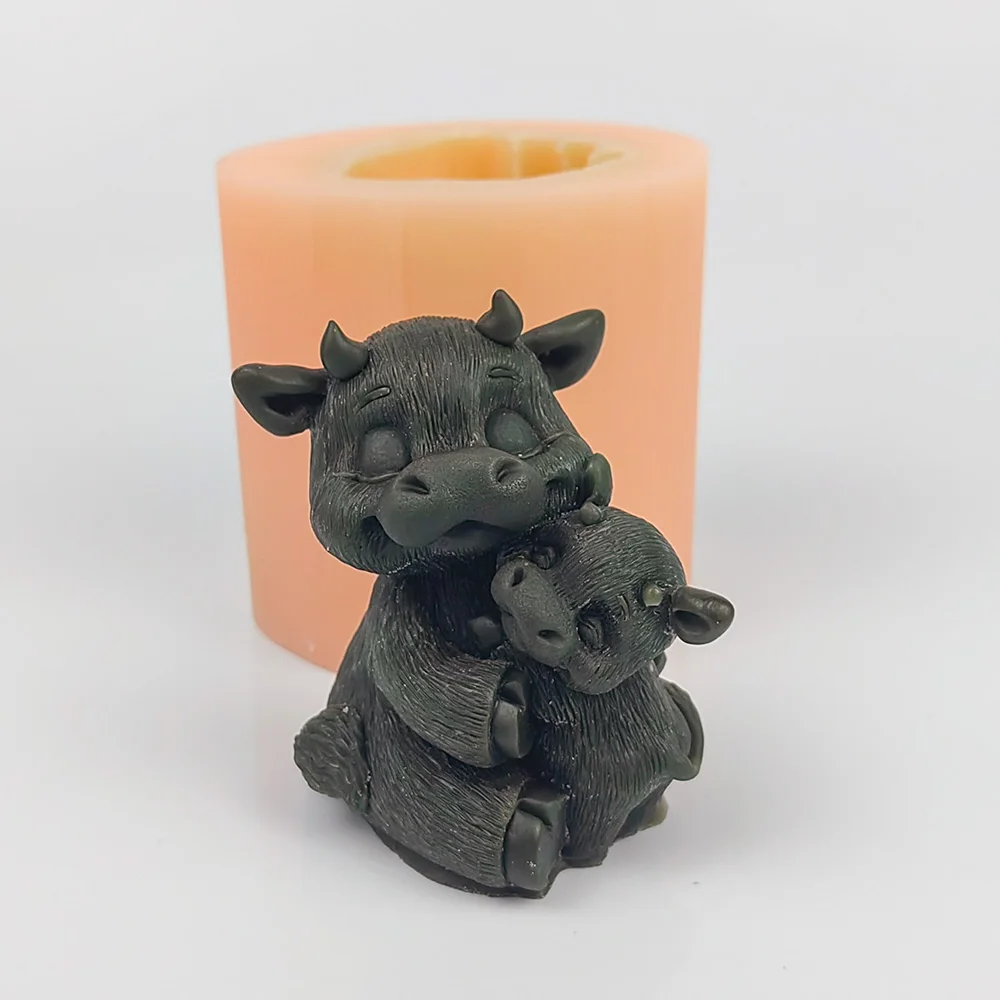 

Animals Mold Mother Son Cow Candle Silicone 3D Cattle Moulds Soap Molds Wedding Birthday Mother's Day DW0510