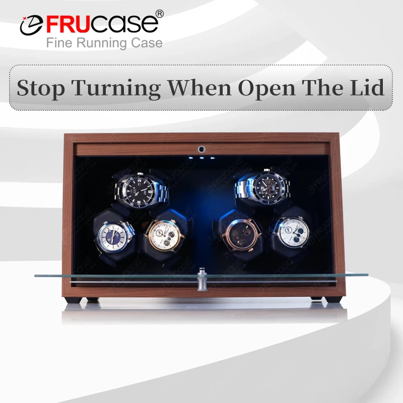 FRUCASE 6 Watch Winder for Automatic Watches Watches Box Jewelry Watch Display Collector Storage With LED