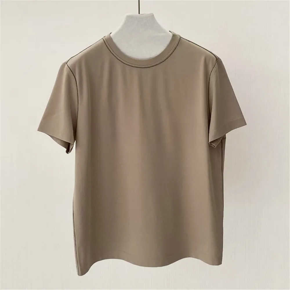 25 봄/여름 신제품 여성 캐주얼 다목적 코튼 혼합 반소매 티셔츠 + 스트레이트 레그 팬츠 투피스 세트