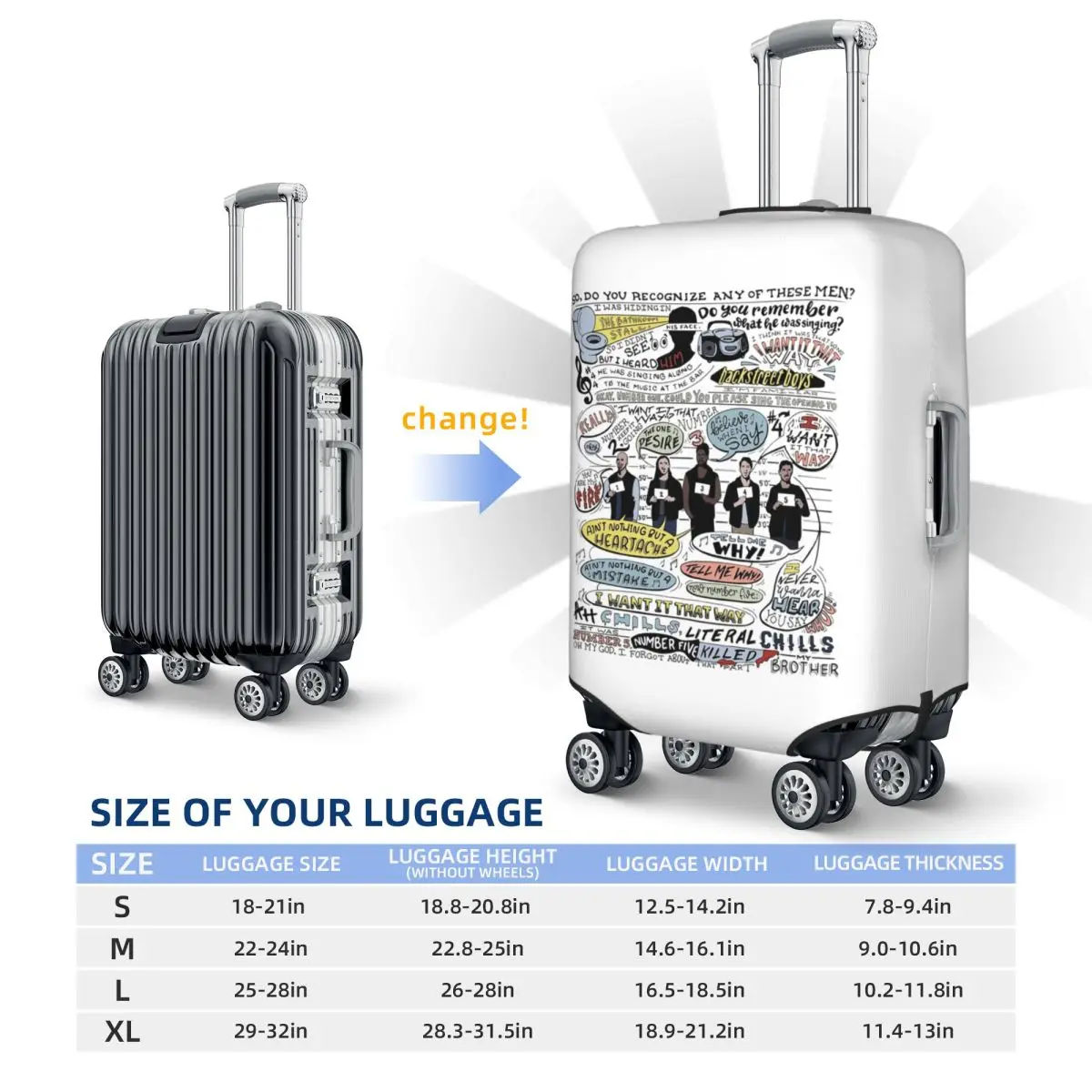 Quiero que camino B99 (colorido) Funda protectora para maleta Fundas protectoras elásticas para equipaje de viaje para 18-32 pulgadas