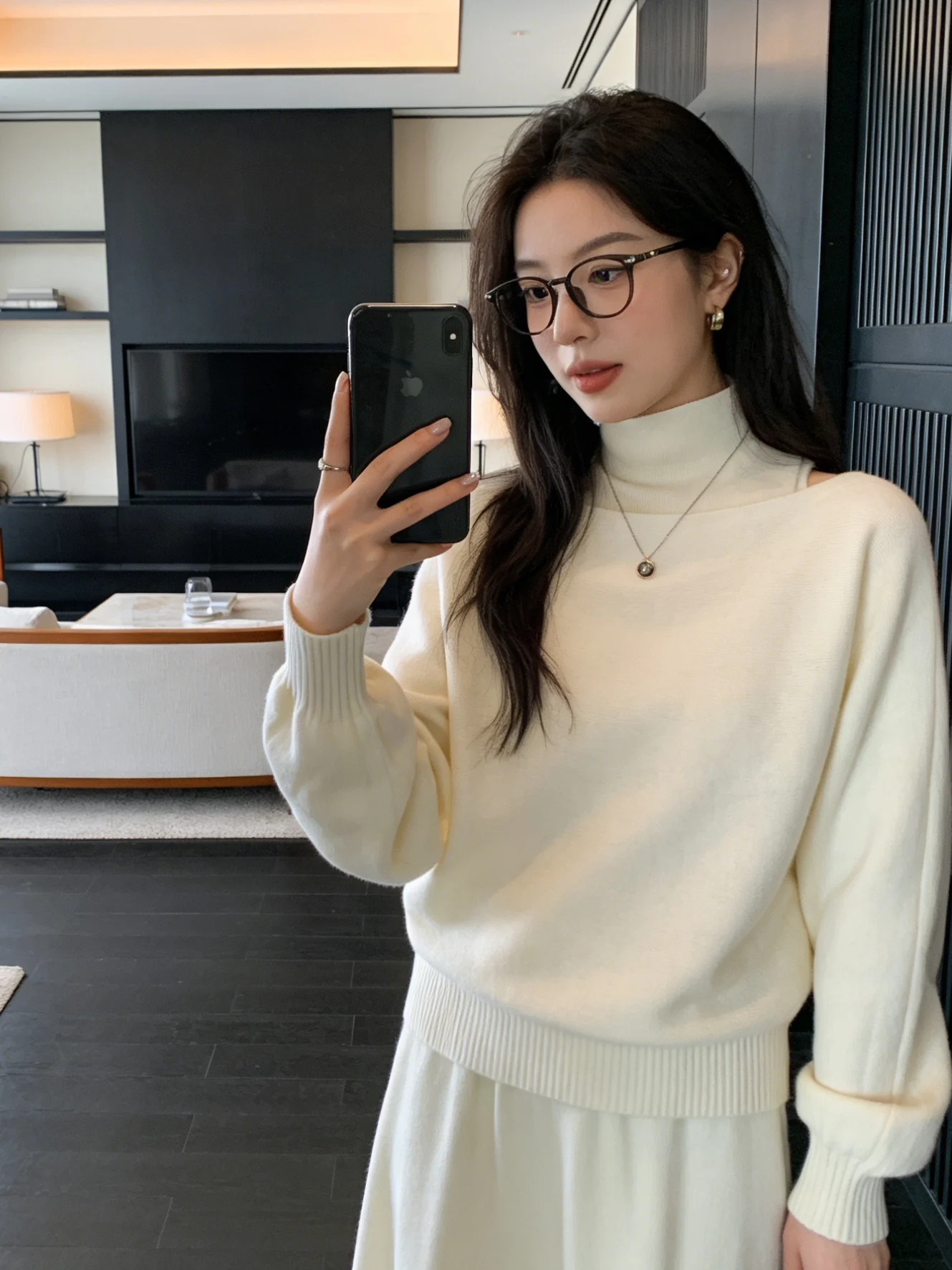 

Korean Sle Knitted Set Women's Spring Season Versatile ular Tee-piece Set Draped Batwing Sve Top Slim High Waist Ha...