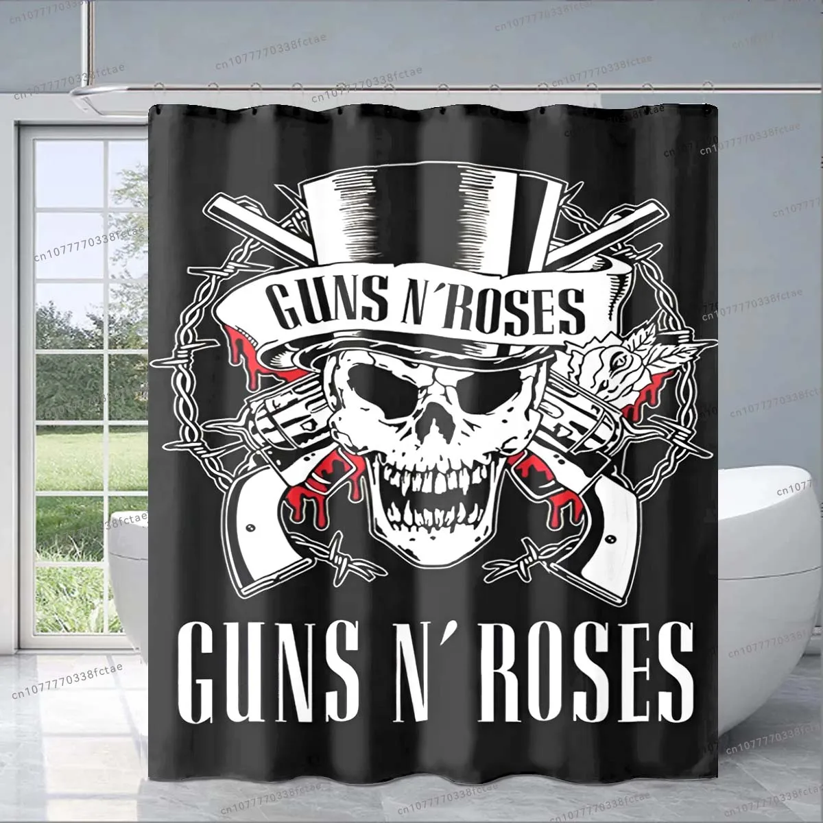 Guns N Roses-cortina de ducha de banda de roca dura, patrón de Collage de Calavera, cortina de ducha artística, decoración de baño, regalo de moda