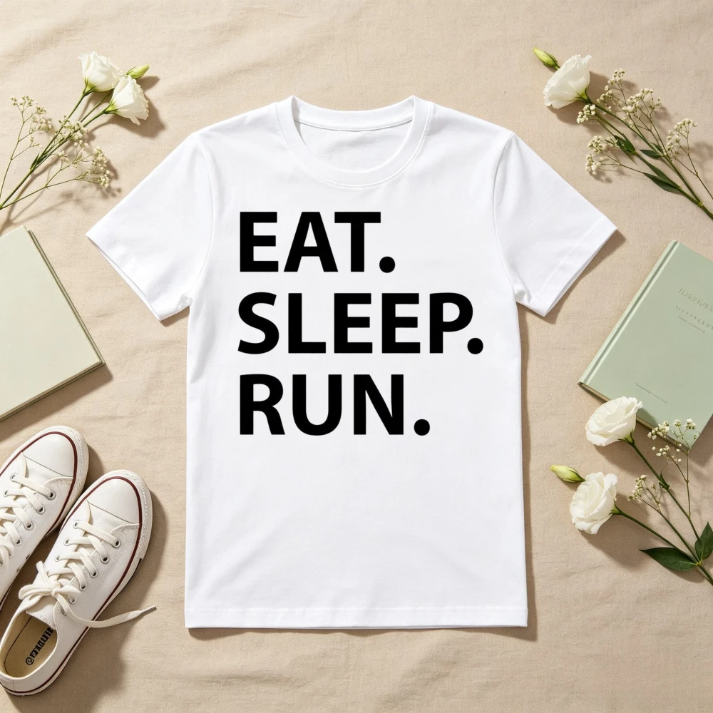 Eat Sleep Run Gifts for Runner Running Funny Slogan TShirt Short Sleeve O-neck Casual Fashion Loose Harajuku Man Women T Shirt