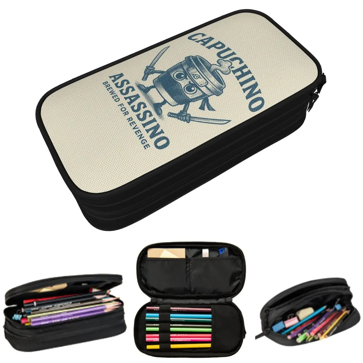 

Cappuccino Assassino Italian Brainrot Pencil Case for Kids Gifts Pen Box Pencil Bag Stationery Supplies Pen Holder Bag
