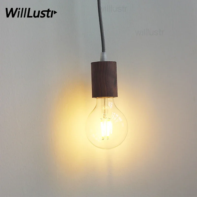 Wood Pendant Lamp Restaurant Hotel Loft Shop Office Dining Room Walnut Beech Ceiling Chandelier Suspension Hanging Light