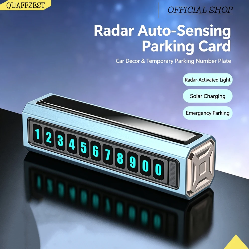 Solar Car Phone Number Plate Led Lighting Temporary Parking Card Hidden Plates Car Park Stop Multiple Number Parking Gadgets