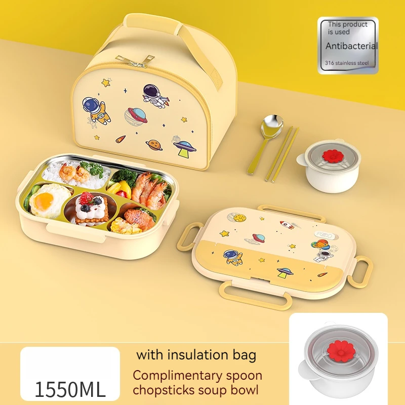 Stoviglie Lunch Box in acciaio inossidabile per bambini contenitore per alimenti isolato contenitore per il pranzo 5 scomparti Bento Box con