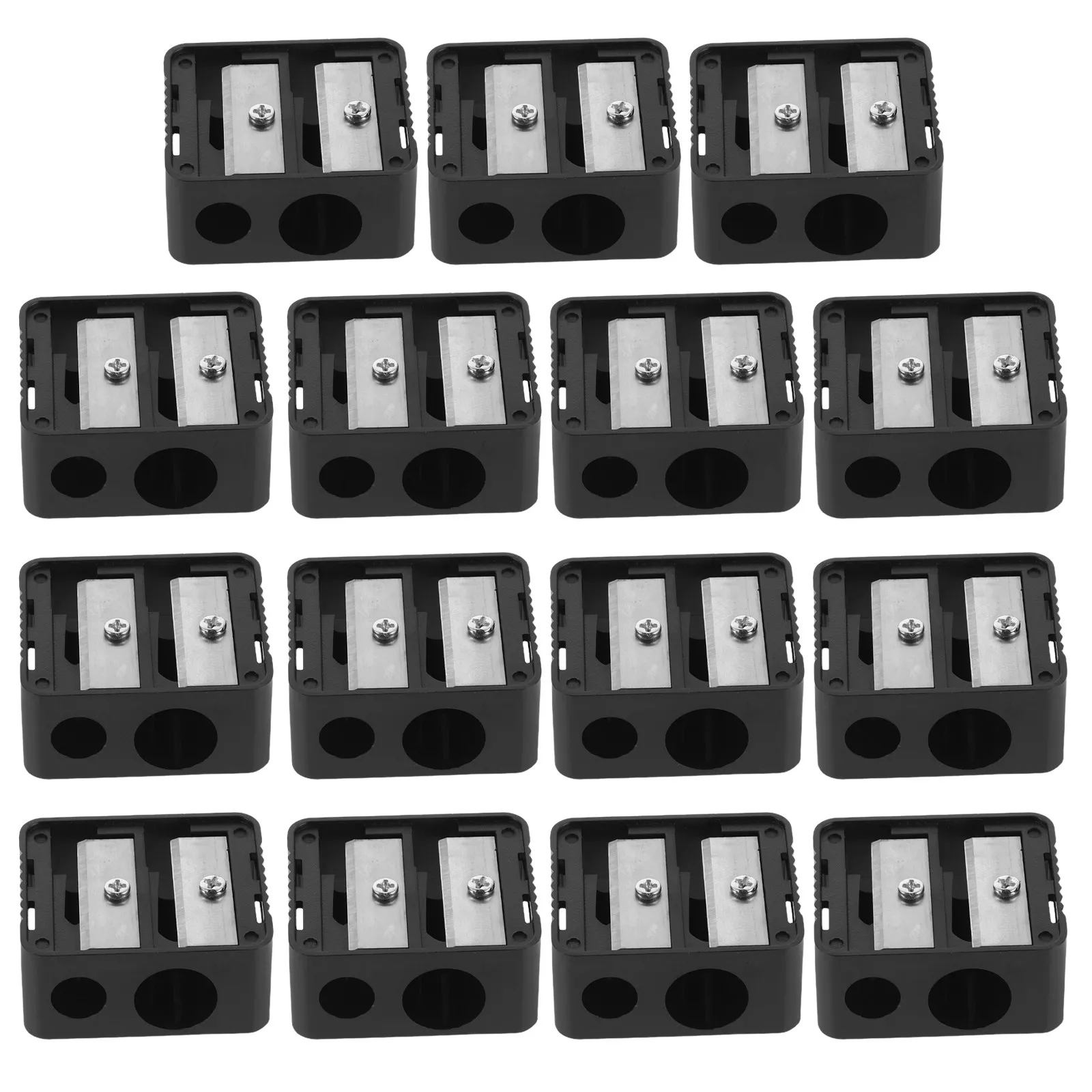 Set di 15 Affilapenne a Doppio Foro Portatili, Strumento di Precisione per Trucco, per Sopracciglia, Eyeliner e Matita per Labbra, Affilatura Professionale