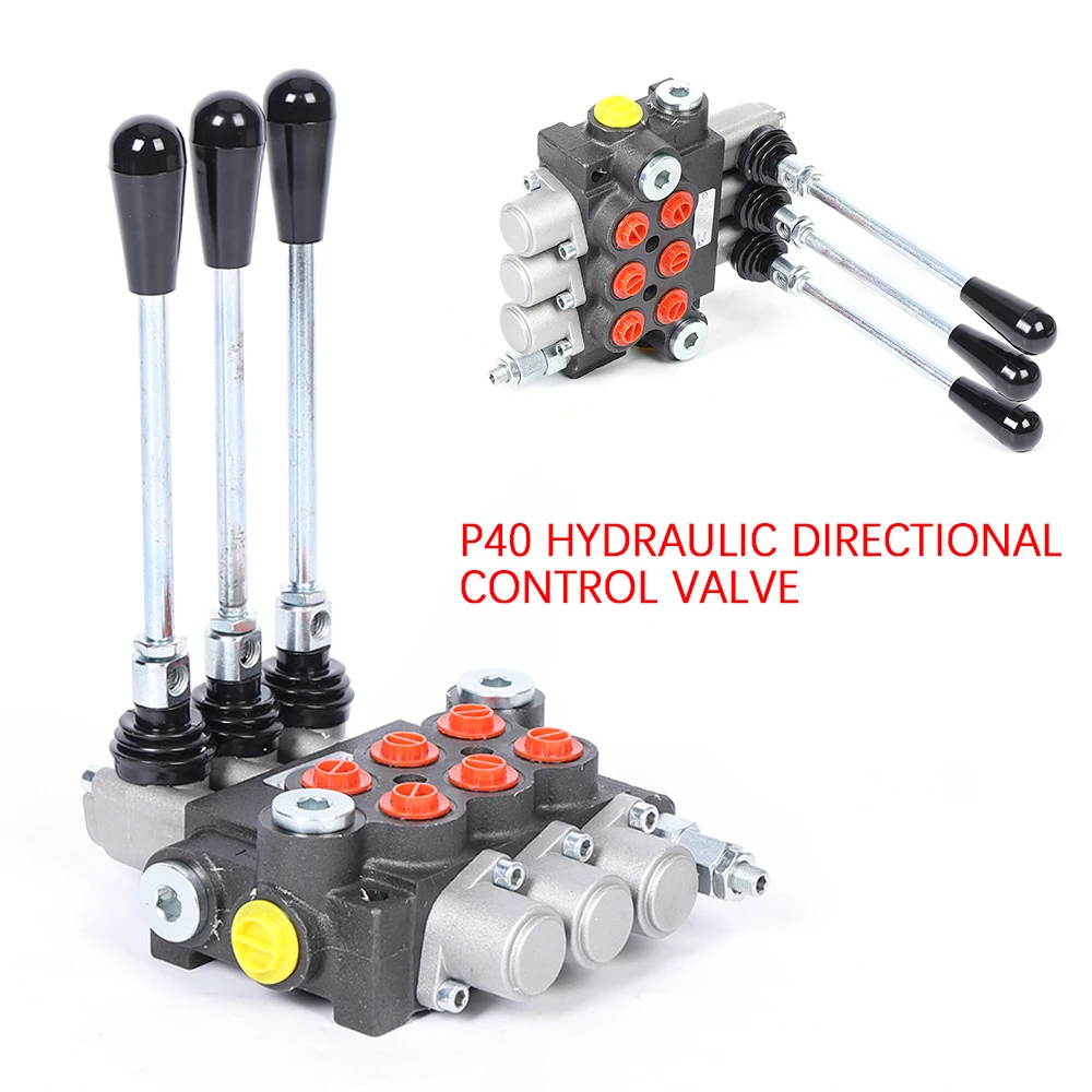 3 Spool P40 Hydraulic Directional Control Valve, Manual Operate 13GPM
