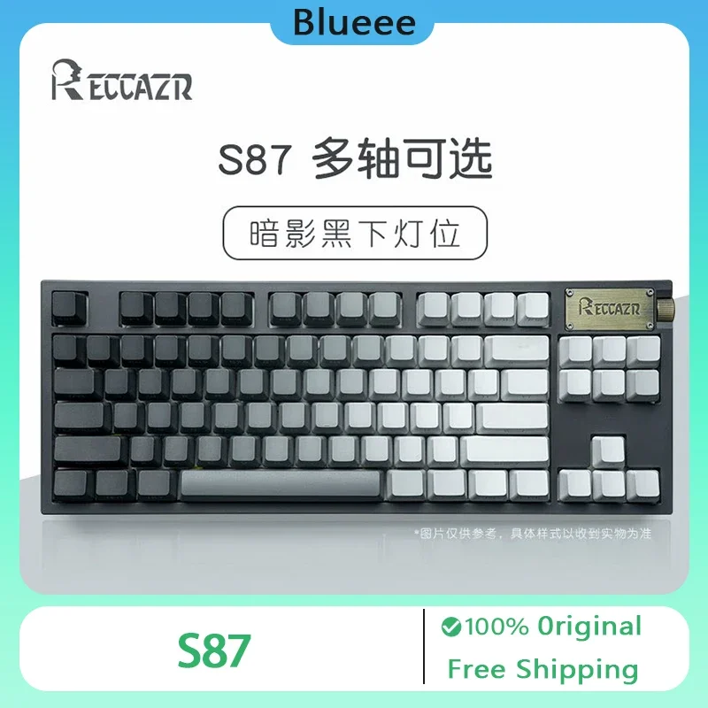 RECCAZR S87 Wireless Mechanical Keyboard Three Mode Hot-swappable Side-engraved Gasket Structure RGB Custom Gaming Keyboard