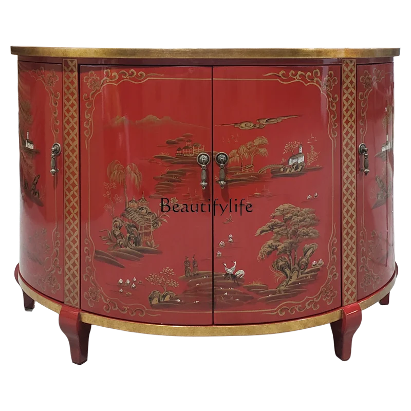 *European painted semicircular entrance cabinet decorative locker