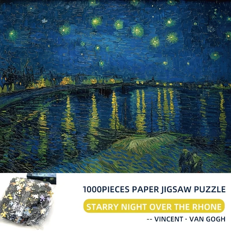 Rhone River Van Gogh Artwork 1000 Pcs of Paper Puzzle Adults Pieces Fit Together Perfectly Educational Toys Decor Painting