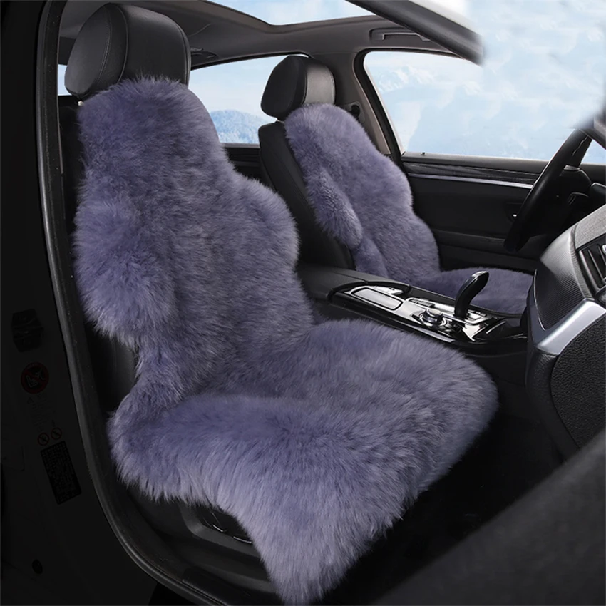 Real Genuine Sheepskin Car Seat Covers For Cars 1pcs Auto Luxury Fur Seat Cover Universal Car Seat Cushion Warm Long Wool