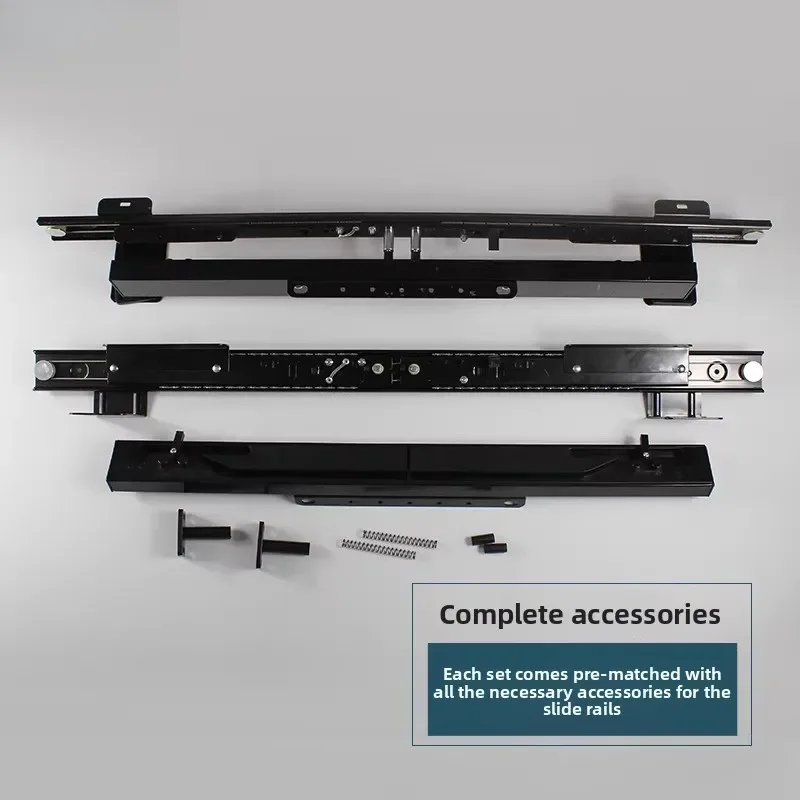 Telescopic folding dining table Hardware Invisible lifting push-pull track Two-way slide rail Jumping table Multifunctional