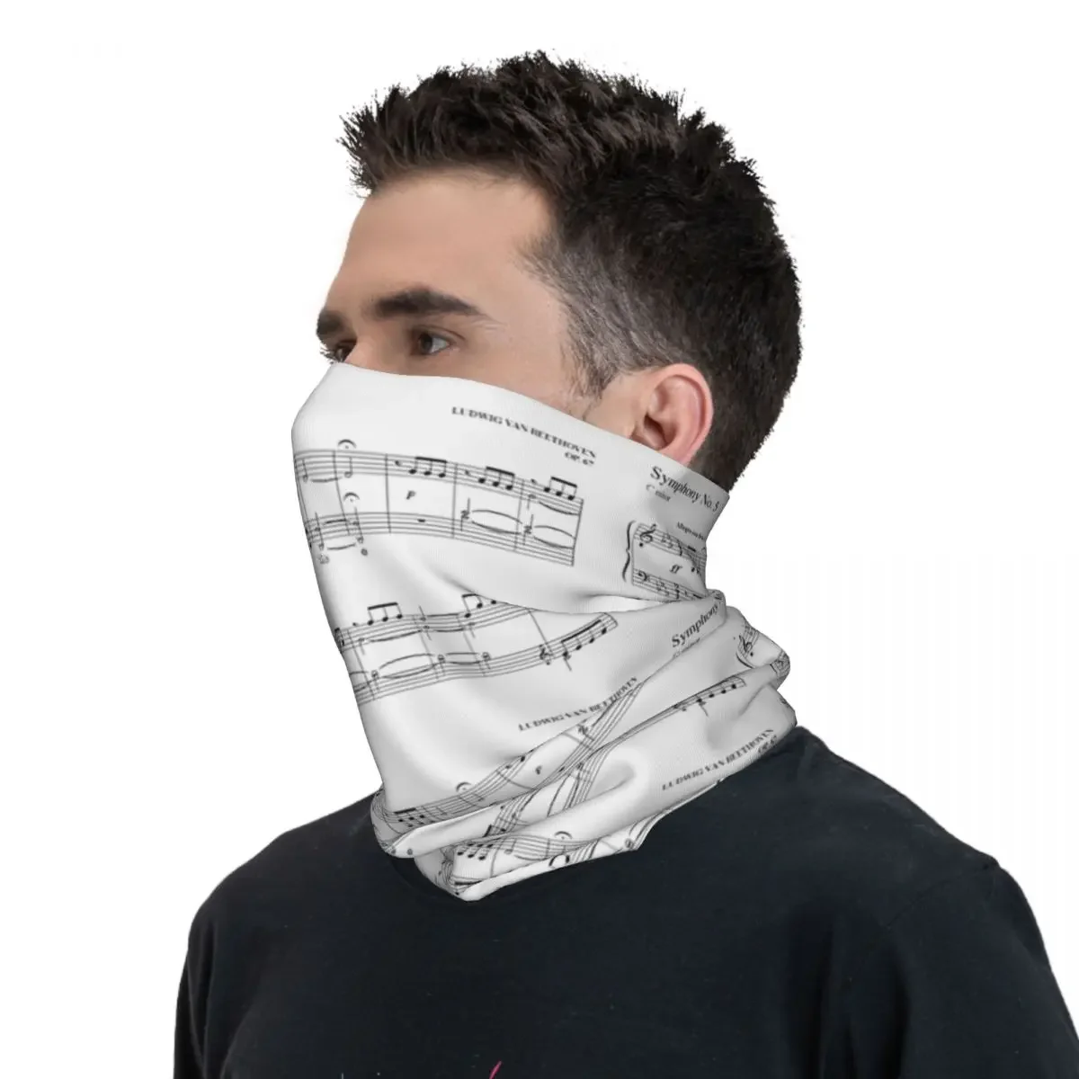 Beethoven 5th Symph Bandana Neck Cover Printed Wrap Mask Scarf Multi-use FaceMask Hiking Fishing For Men Adult Breathable