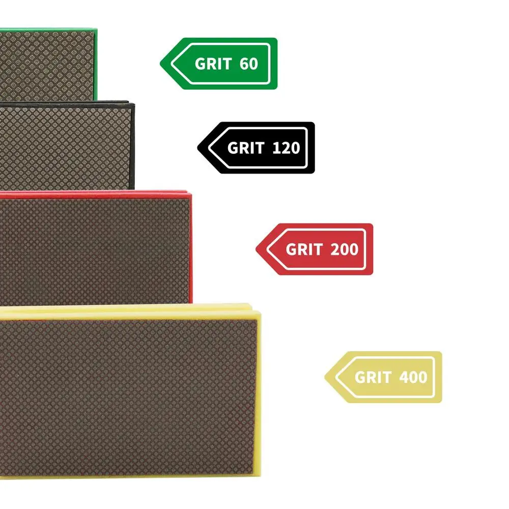 Diamond Hand Polishing Pads Foam Back Sanding Blocks Ceramics Glass Tile Concrete Stone Marble Granite 4pcs Grit 60 120 200 400
