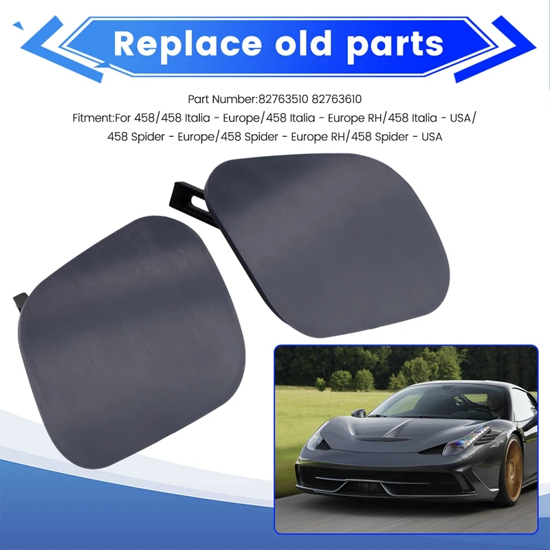 1Pair Car Front Bumper Headlight Washer Cover Caps 82763510 82763610 For Ferrari 458 Spider Italia Headlamp Spray Nozzle