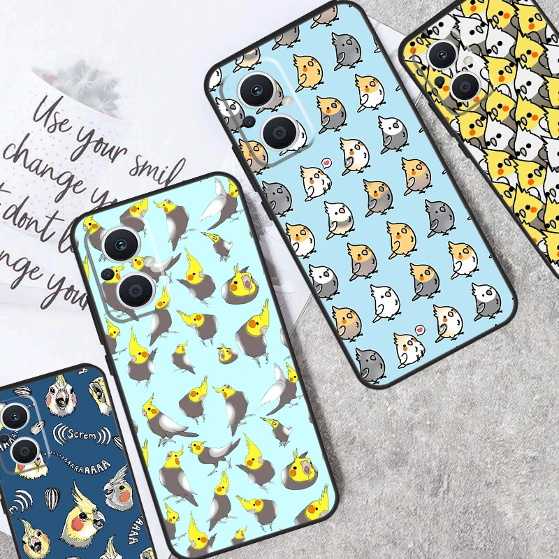 Cartoon Cockatiel Collage Case For OPPO Reno 10 Pro 4Z 5Z 4 5 6 7 8 Lite 8T OPPO Find X5 X6 Pro X3 X2 Neo Lite Cover